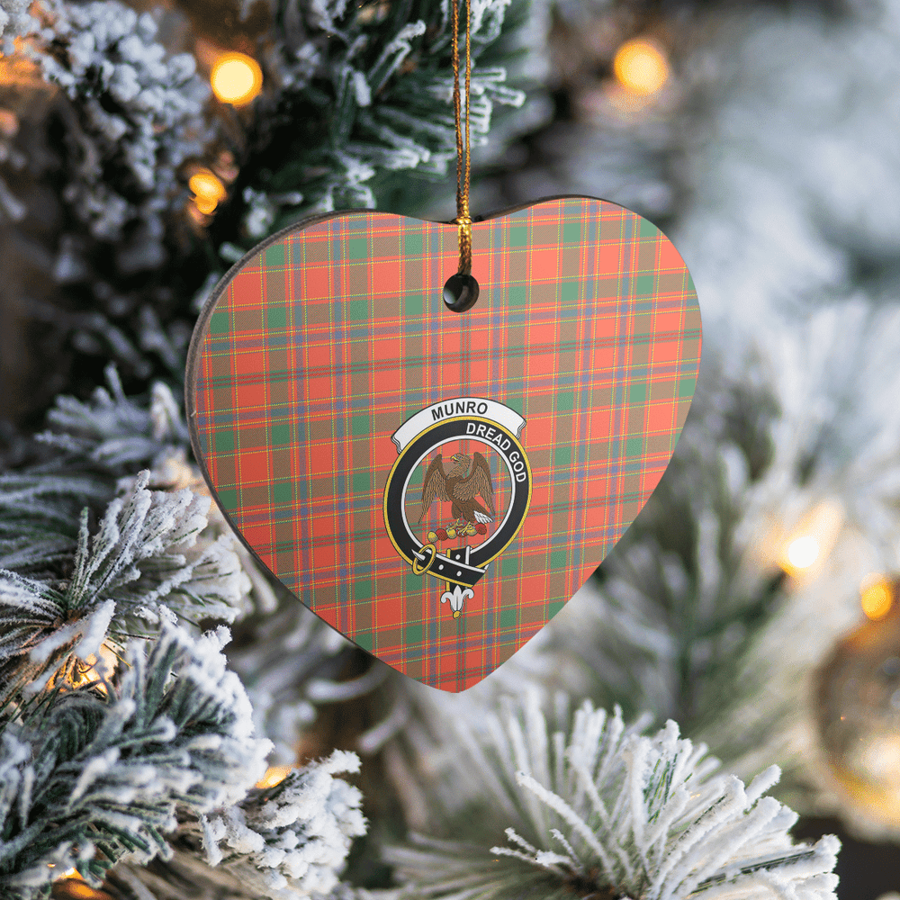 Clan Munro Ancient Tartan Crest Heart Ceramic Ornament KN39 Munro Ancient Tartan Tartan Christmas   