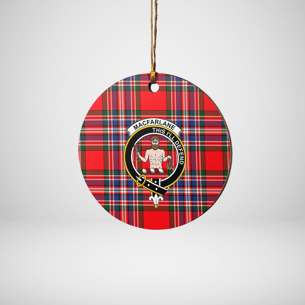 Clan MacFarlane Modern Tartan Crest Round Ceramic Ornament LL42 MacFarlane Modern Tartan Tartan Christmas   