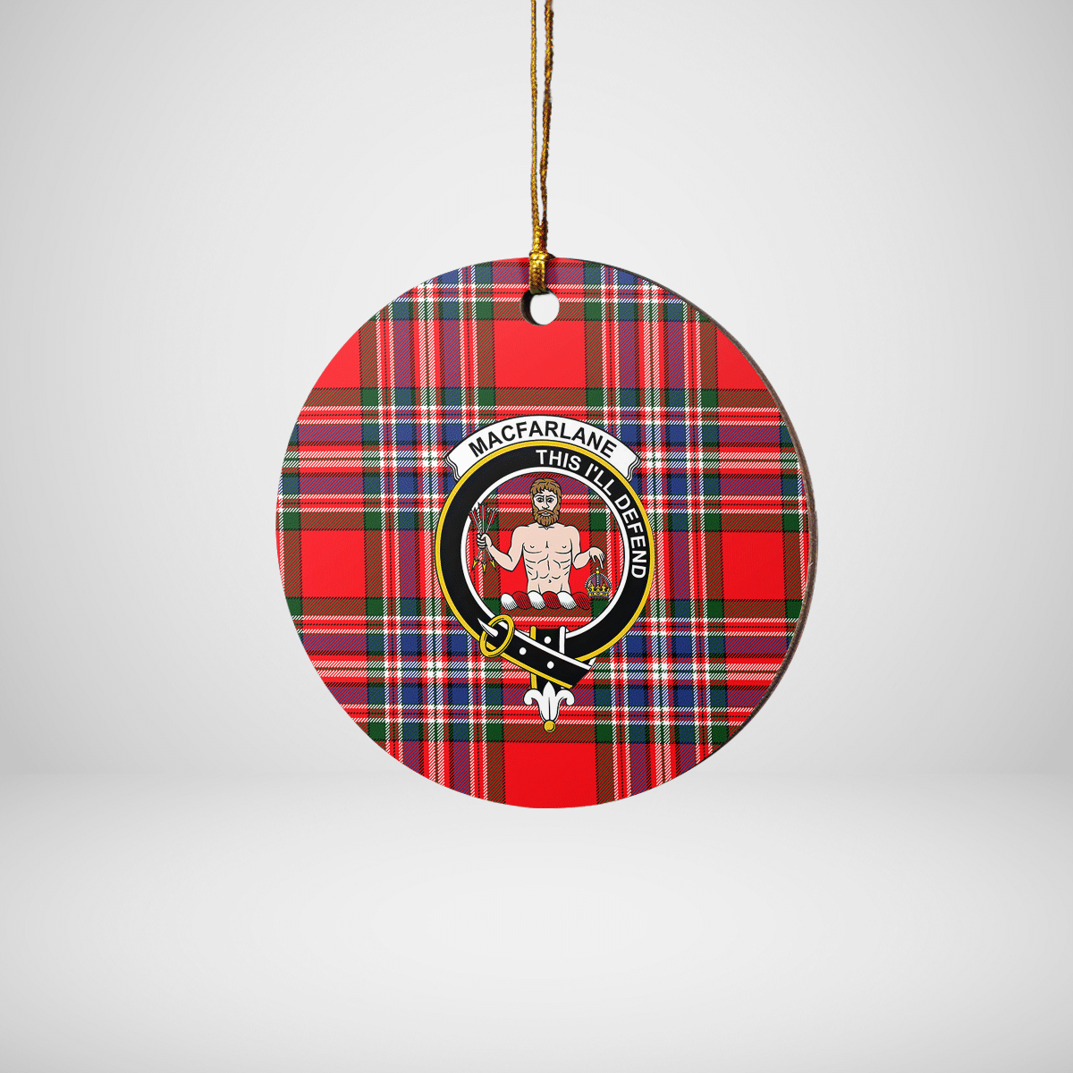 Clan MacFarlane Modern Tartan Crest Round Ceramic Ornament LL42 MacFarlane Modern Tartan Tartan Christmas   