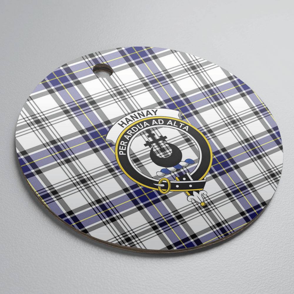 Clan Hannay Tartan Crest Round Ceramic Ornament YW87 Hannay Tartan Tartan Christmas   