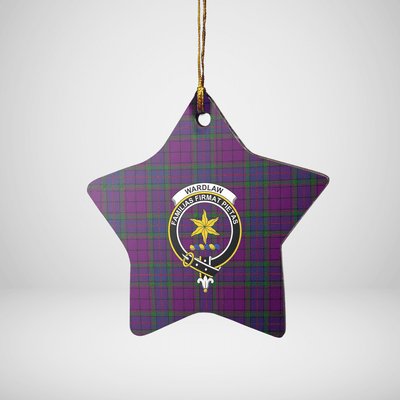 Clan Wardlaw Tartan Crest Star Ceramic Ornament