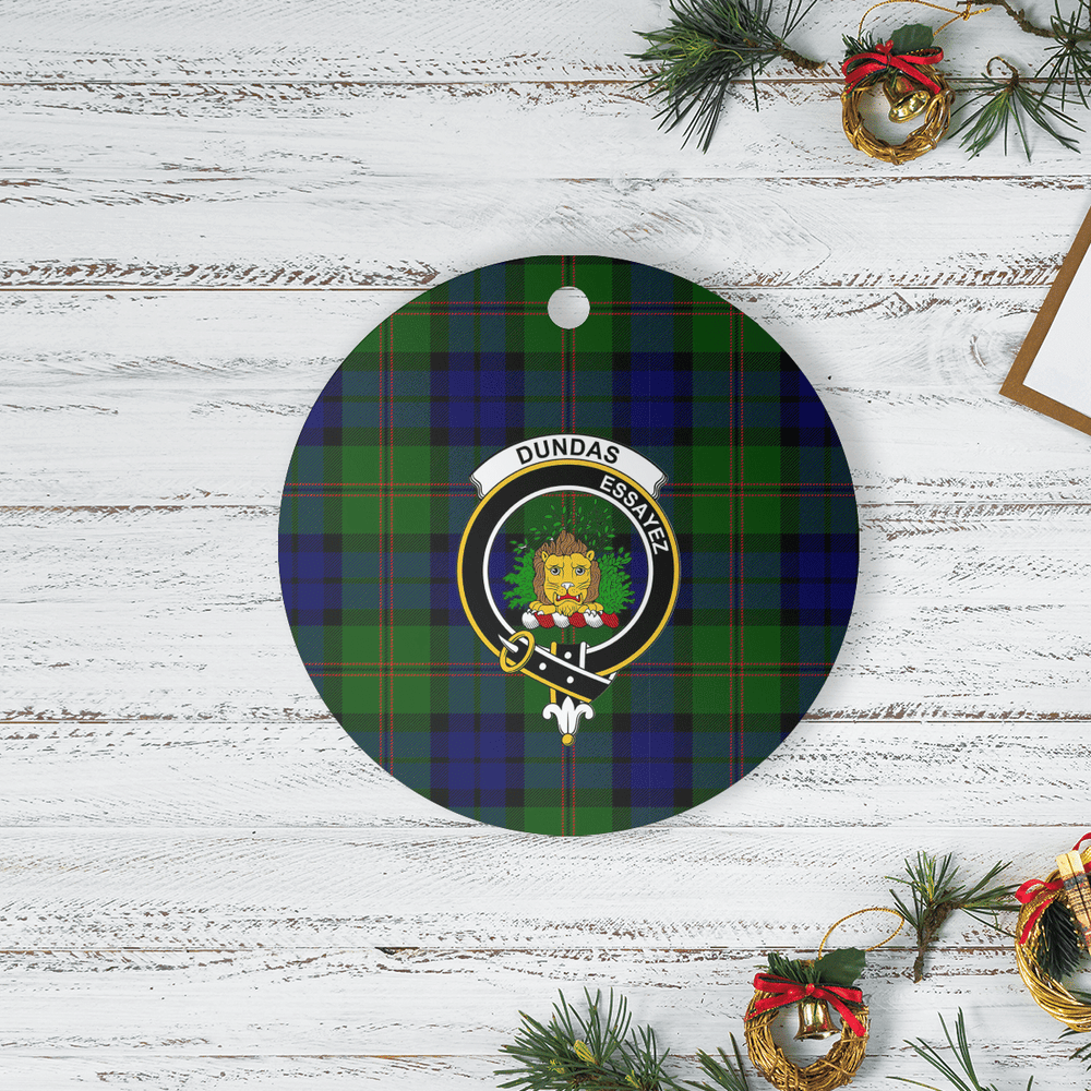 Clan Dundas Modern Tartan Crest Round Ceramic Ornament OE39 Dundas Modern Tartan Tartan Christmas   