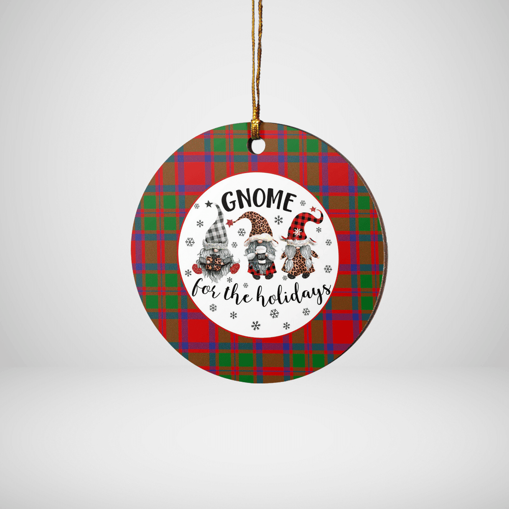 Clan MacKintosh Modern Tartan Tartan Crest Gnome Round Ceramic Ornament KV42 MacKintosh Modern Tartan Tartan Christmas   