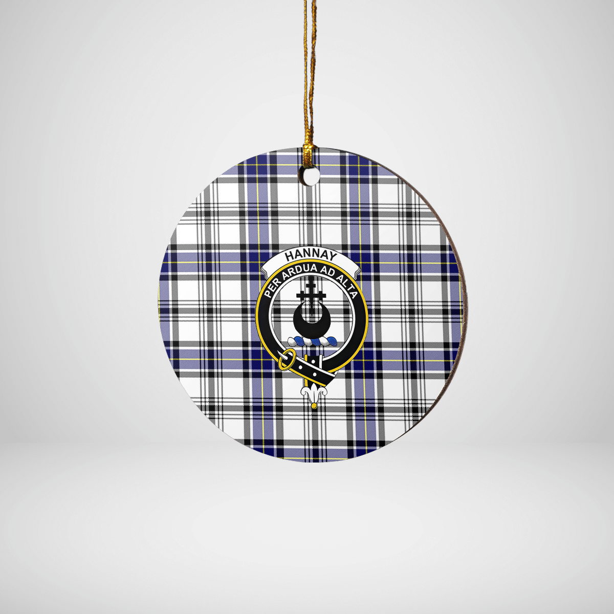 Clan Hannay Tartan Crest Round Ceramic Ornament YW87 Hannay Tartan Tartan Christmas   
