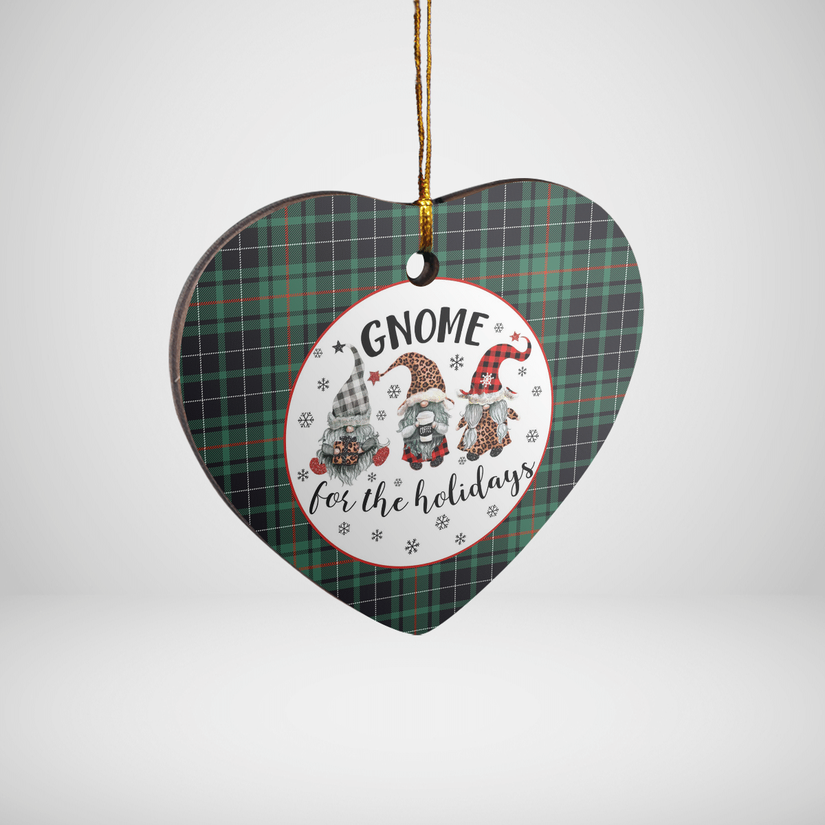 Clan MacAulay Hunting Ancient Tartan Tartan Crest Gnome Heart Ceramic Ornament XJ19 MacAulay Hunting Ancient Tartan Tartan Christmas   