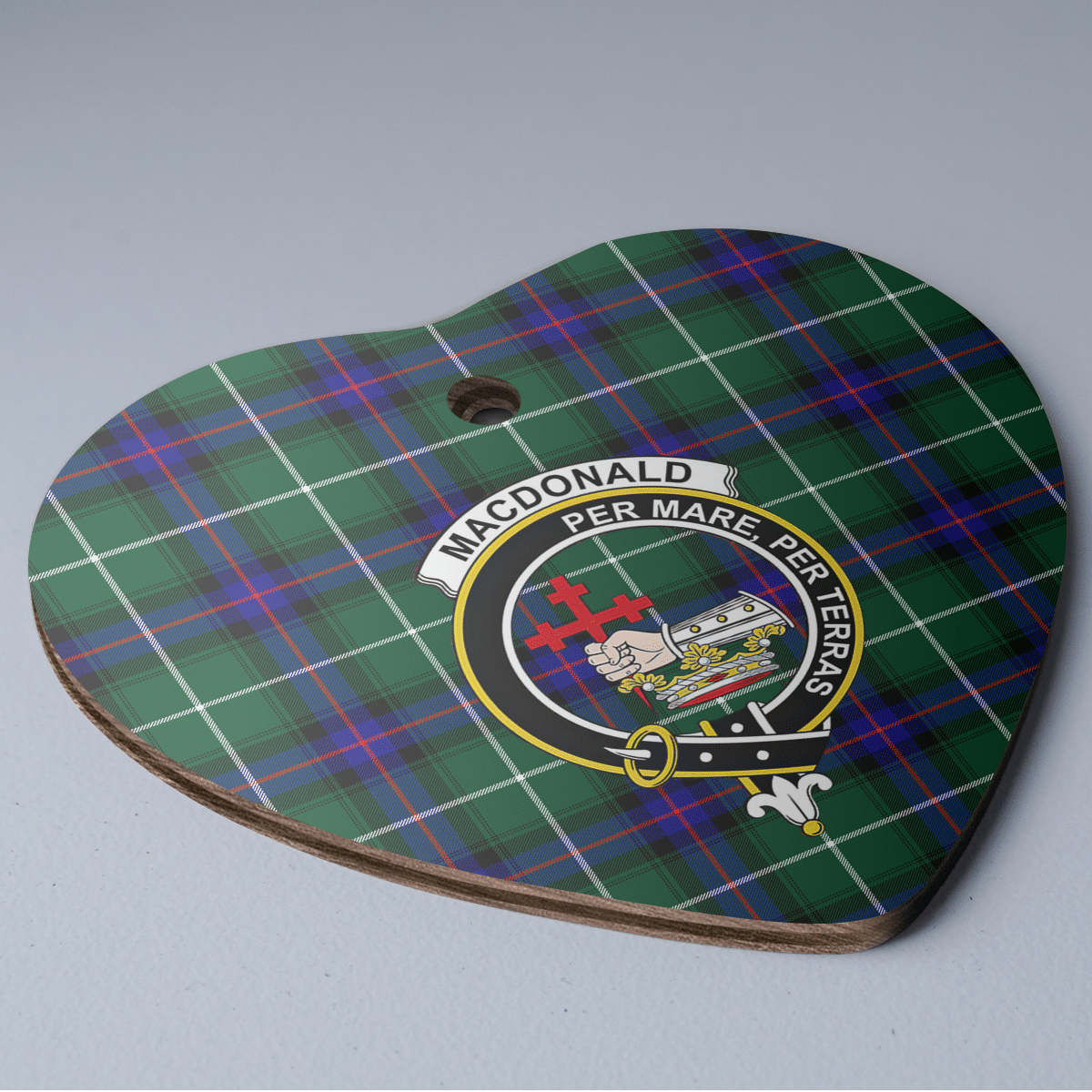 Clan MacDonald of the Isles Hunting Modern Tartan Crest Heart Ceramic Ornament MR60 MacDonald of the Isles Hunting Modern Tartan Tartan Christmas   