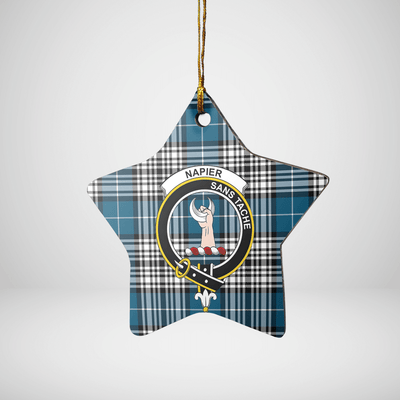 Clan Napier Modern Tartan Crest Star Ceramic Ornament
