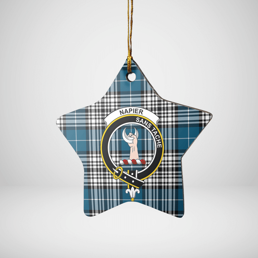 Clan Napier Modern Tartan Crest Star Ceramic Ornament GG59 Napier Modern Tartan Tartan Christmas   