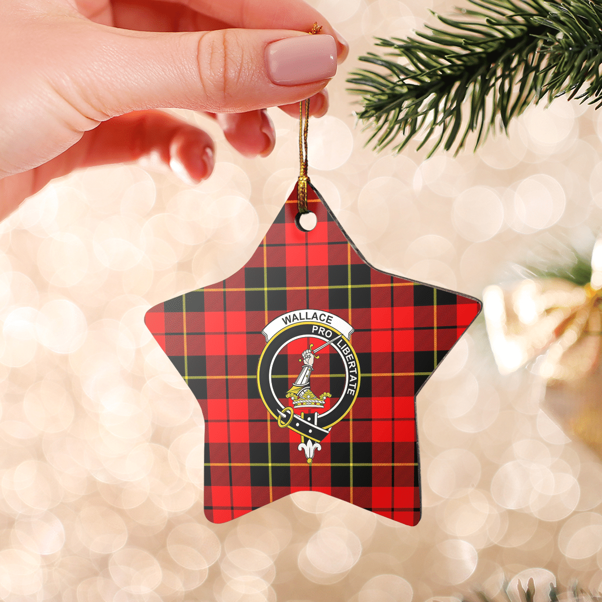 Clan Wallace Hunting Red Tartan Crest Star Ceramic Ornament ZJ34 Wallace Hunting Red Tartan Tartan Christmas   