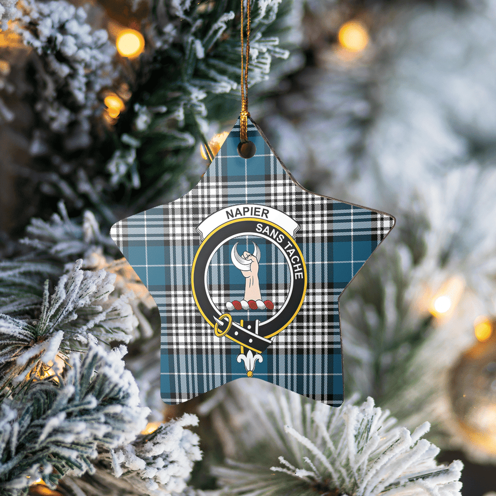 Clan Napier Modern Tartan Crest Star Ceramic Ornament GG59 Napier Modern Tartan Tartan Christmas   