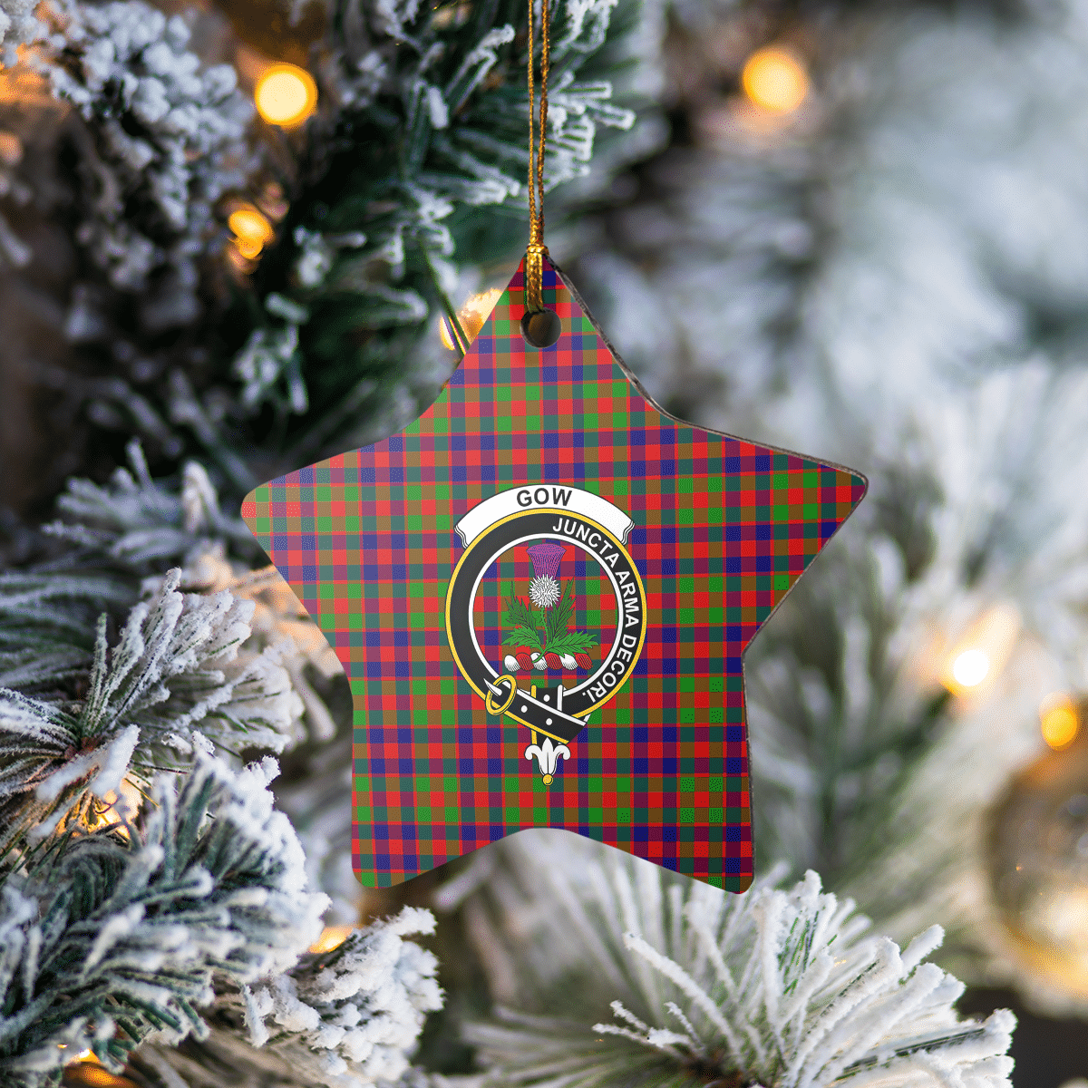 Clan Gow of Skeoch Tartan Crest Star Ceramic Ornament SR95 Gow of Skeoch Tartan Tartan Christmas   