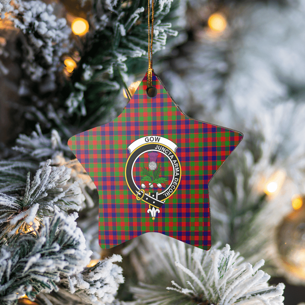 Clan Gow of Skeoch Tartan Crest Star Ceramic Ornament SR95 Gow of Skeoch Tartan Tartan Christmas   