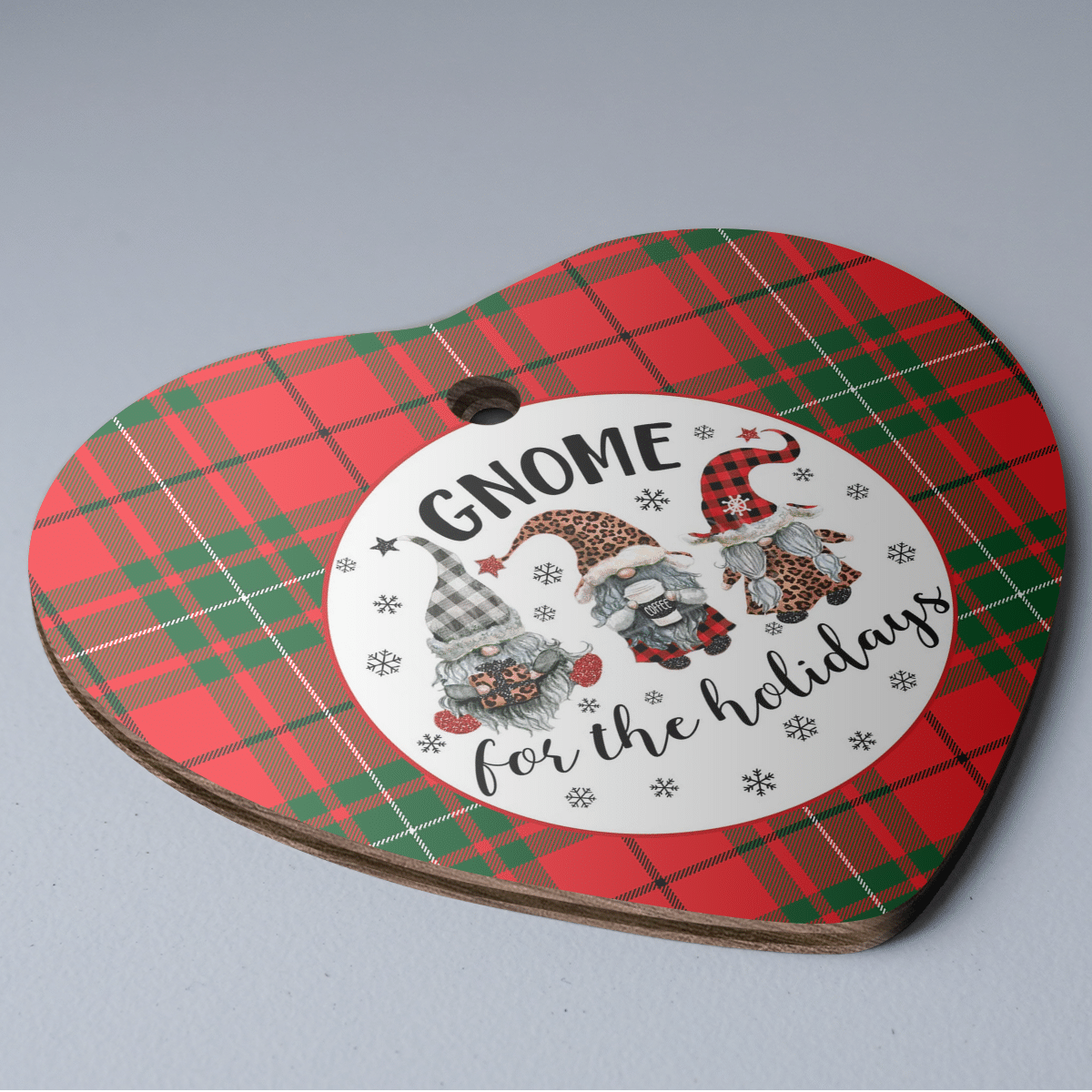 Clan MacAulay Modern Tartan Tartan Crest Gnome Heart Ceramic Ornament UV52 MacAulay Modern Tartan Tartan Christmas   