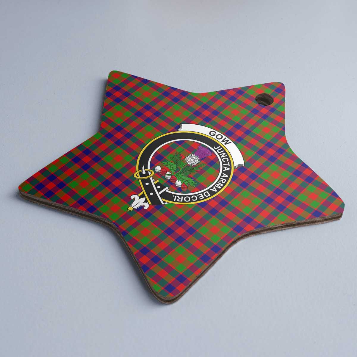 Clan Gow of Skeoch Tartan Crest Star Ceramic Ornament SR95 Gow of Skeoch Tartan Tartan Christmas   