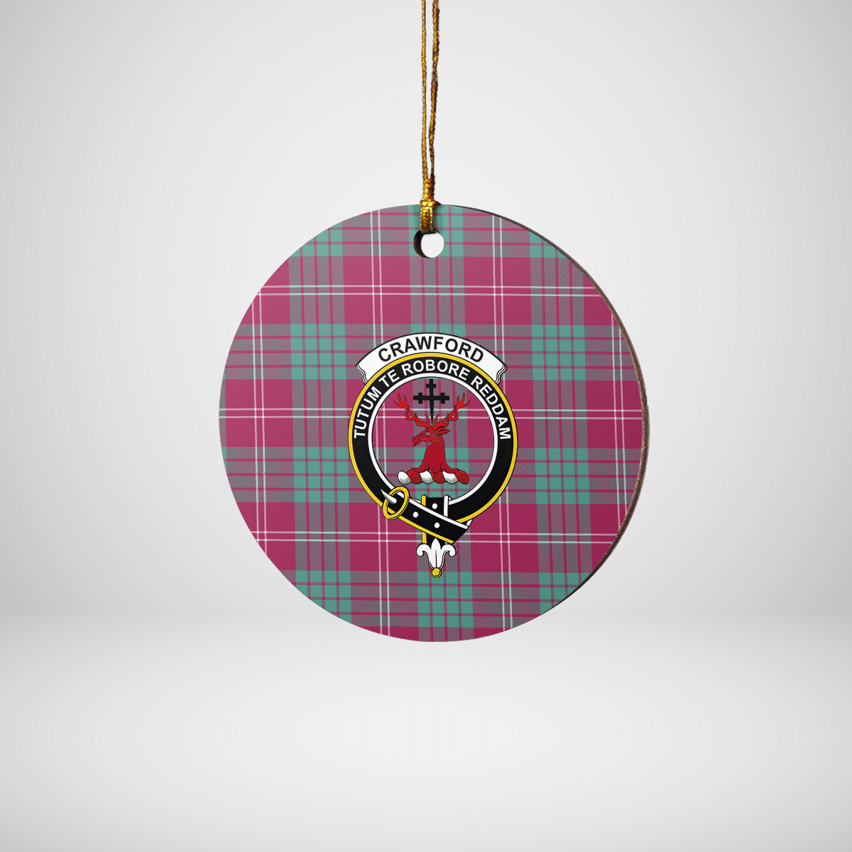 Clan Crawford Ancient Tartan Crest Round Ceramic Ornament DY21 Crawford Ancient Tartan Tartan Christmas   