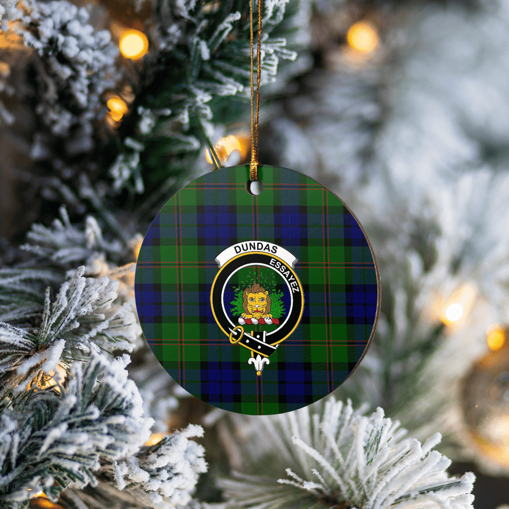 Clan Dundas Modern Tartan Crest Round Ceramic Ornament OE39 Dundas Modern Tartan Tartan Christmas   