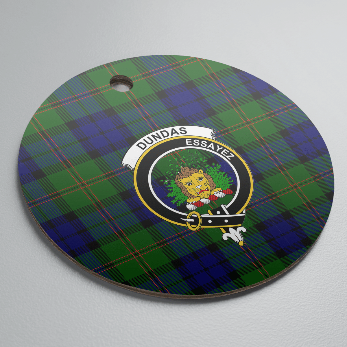 Clan Dundas Modern Tartan Crest Round Ceramic Ornament OE39 Dundas Modern Tartan Tartan Christmas   