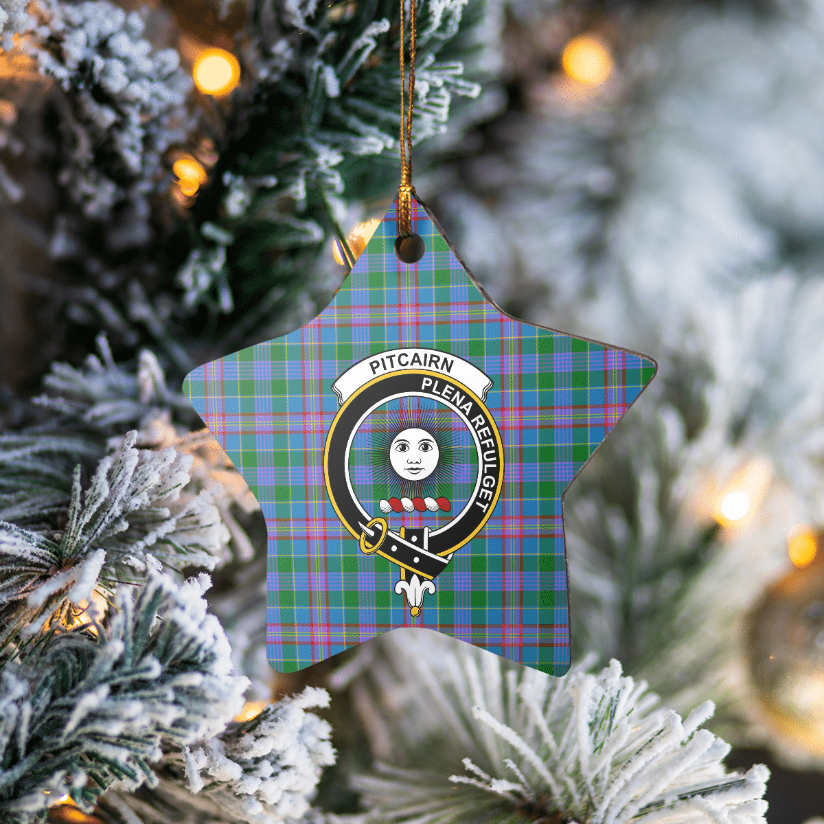 Clan Pitcairn Hunting Tartan Crest Star Ceramic Ornament OB88 Pitcairn Hunting Tartan Tartan Christmas   