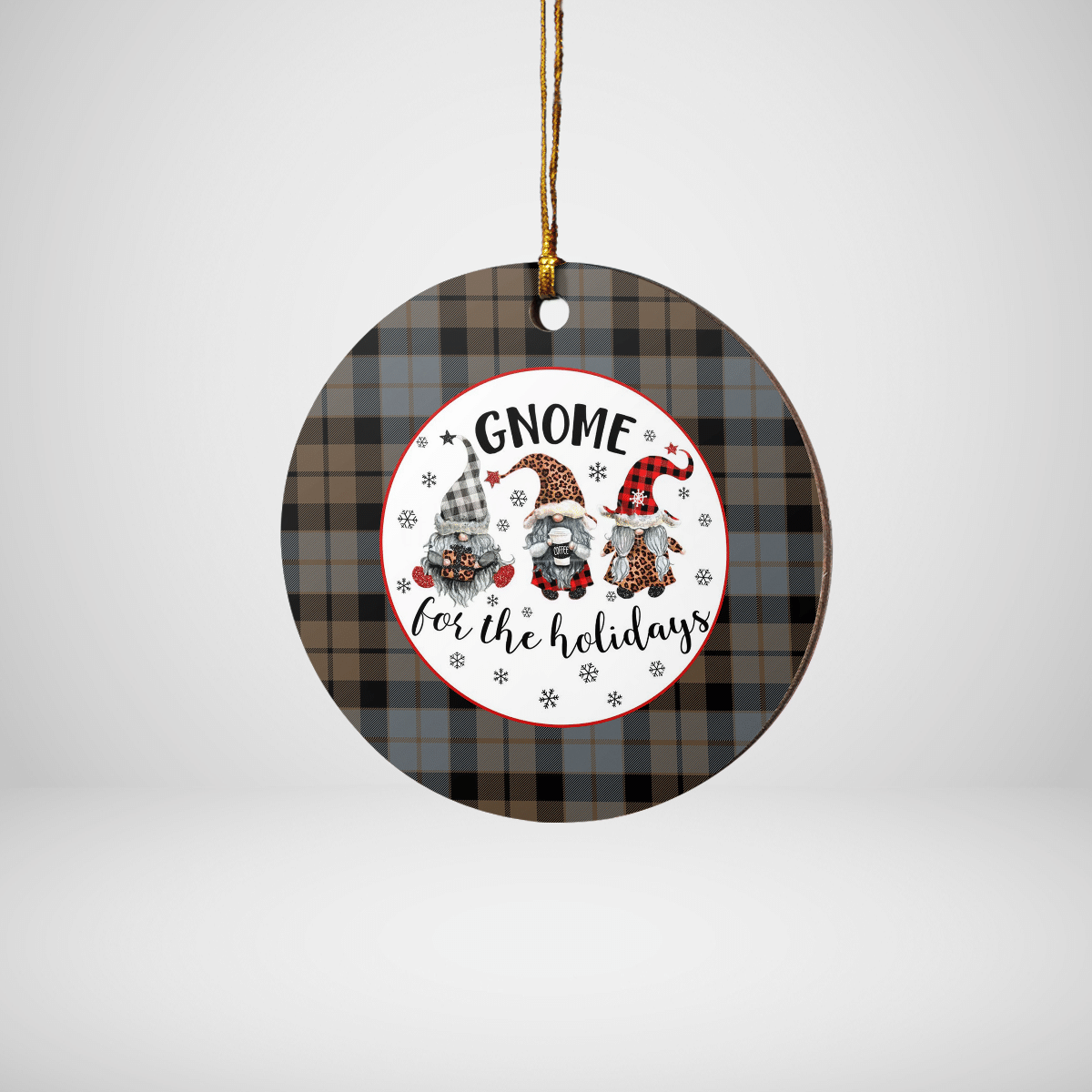 Clan MacKay Weathered Tartan Tartan Crest Gnome Round Ceramic Ornament RA48 MacKay Weathered Tartan Tartan Christmas   