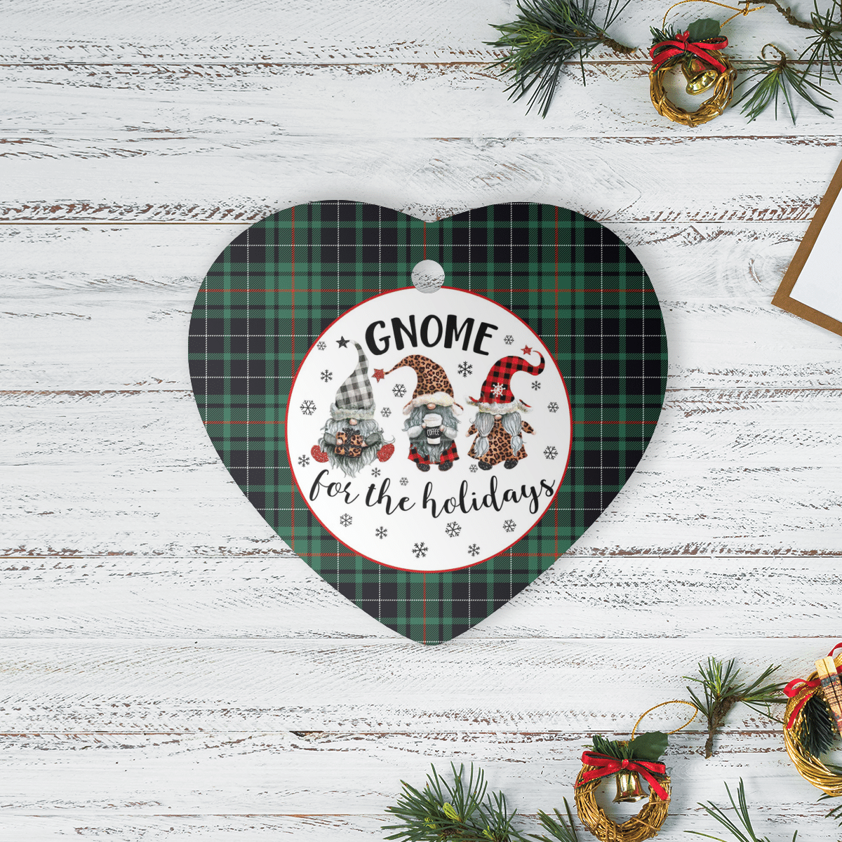 Clan MacAulay Hunting Ancient Tartan Tartan Crest Gnome Heart Ceramic Ornament XJ19 MacAulay Hunting Ancient Tartan Tartan Christmas   