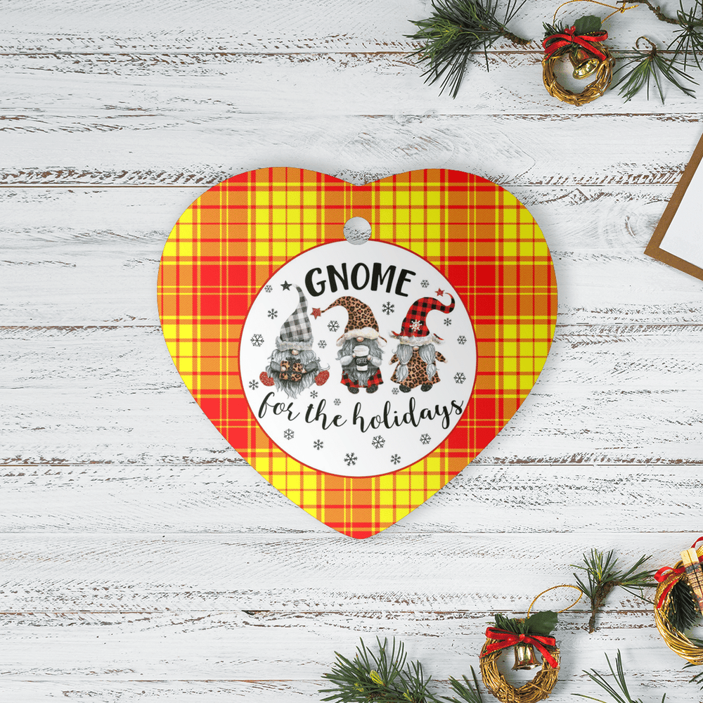 Clan MacMillan Tartan Tartan Crest Gnome Heart Ceramic Ornament CY90 MacMillan Tartan Tartan Christmas   