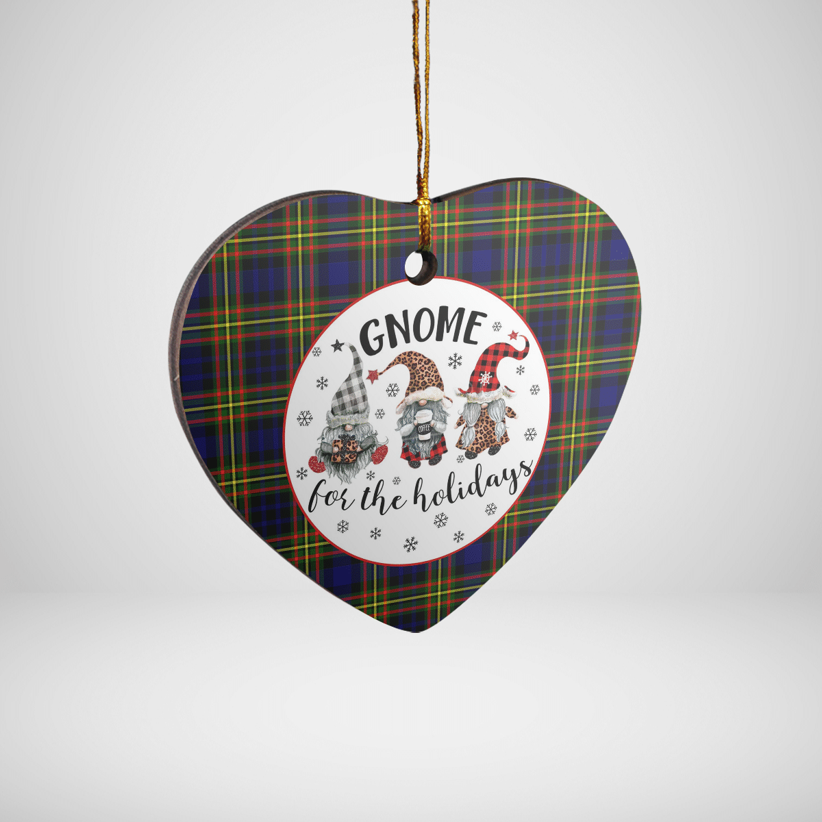 Clan MacLellan Modern Tartan Tartan Crest Gnome Heart Ceramic Ornament WC73 MacLellan Modern Tartan Tartan Christmas   