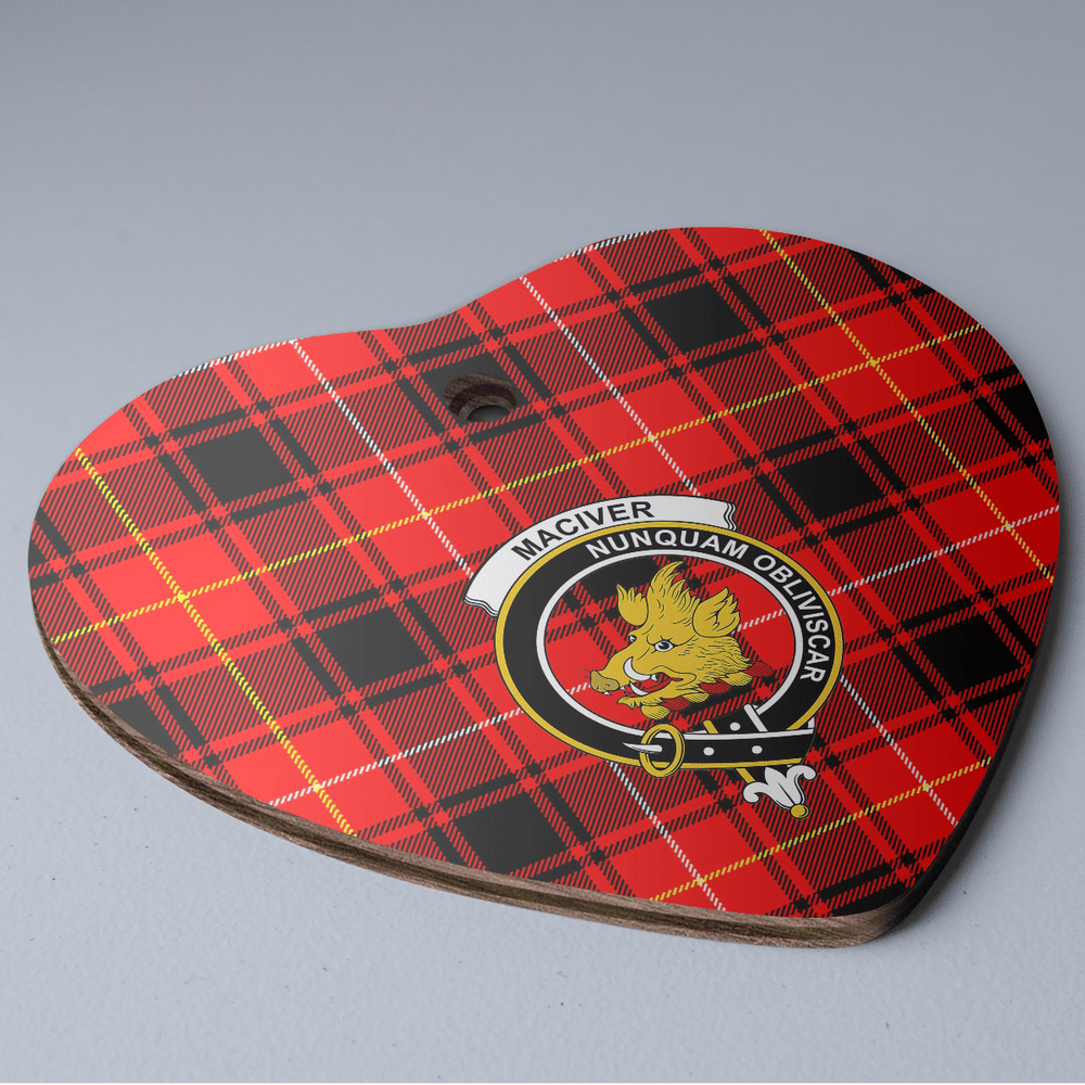 Clan MacIver Modern Tartan Crest Heart Ceramic Ornament SR49 MacIver Modern Tartan Tartan Christmas   