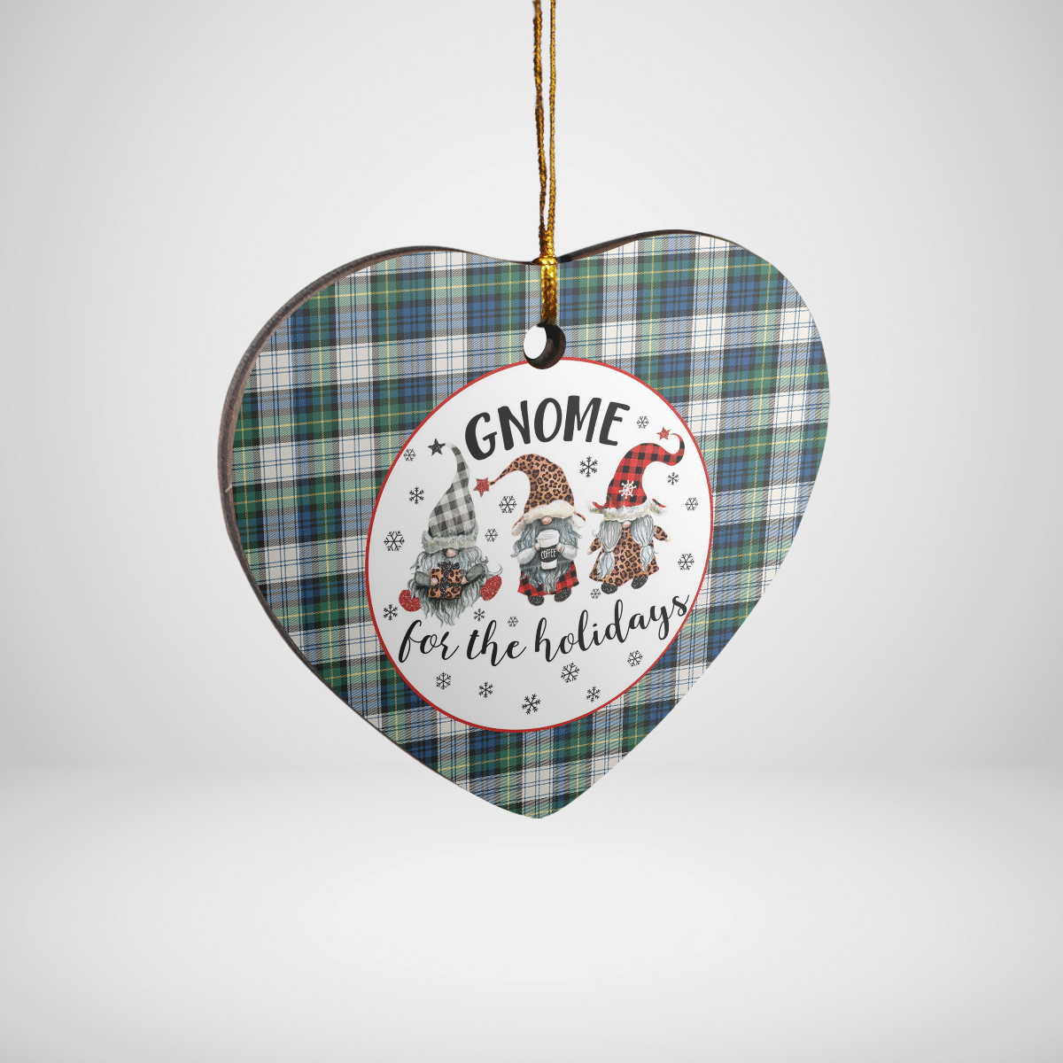 Clan Gordon Dress Ancient Tartan Tartan Crest Gnome Heart Ceramic Ornament XM76 Gordon Dress Ancient Tartan Tartan Christmas   
