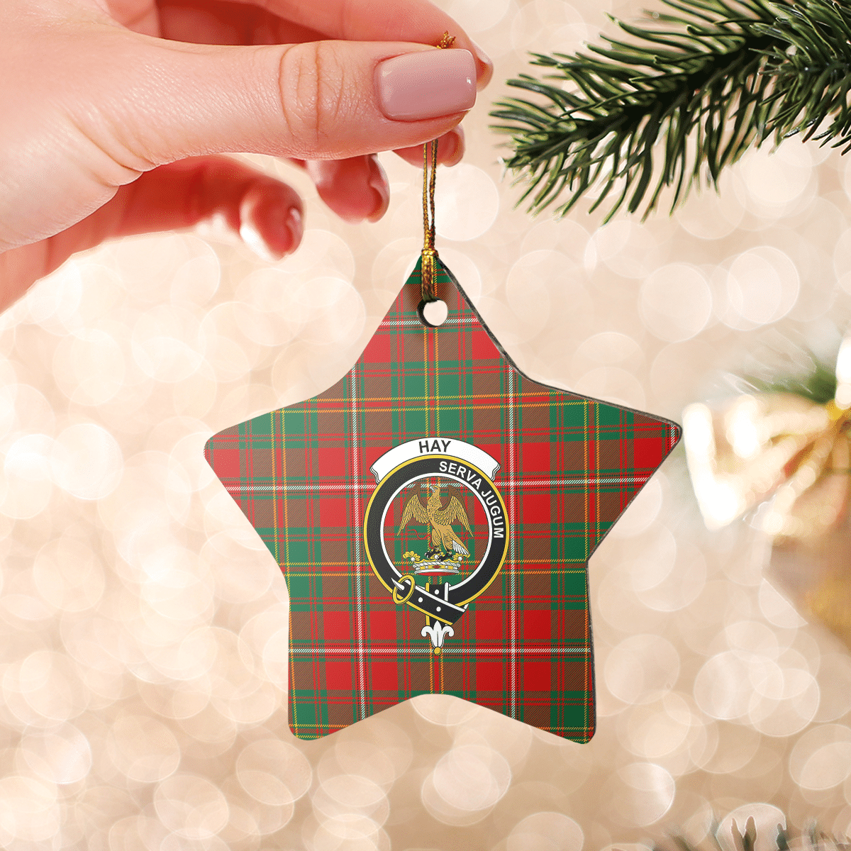 Clan Hay Ancient Tartan Crest Star Ceramic Ornament ET72 Hay Ancient Tartan Tartan Christmas   