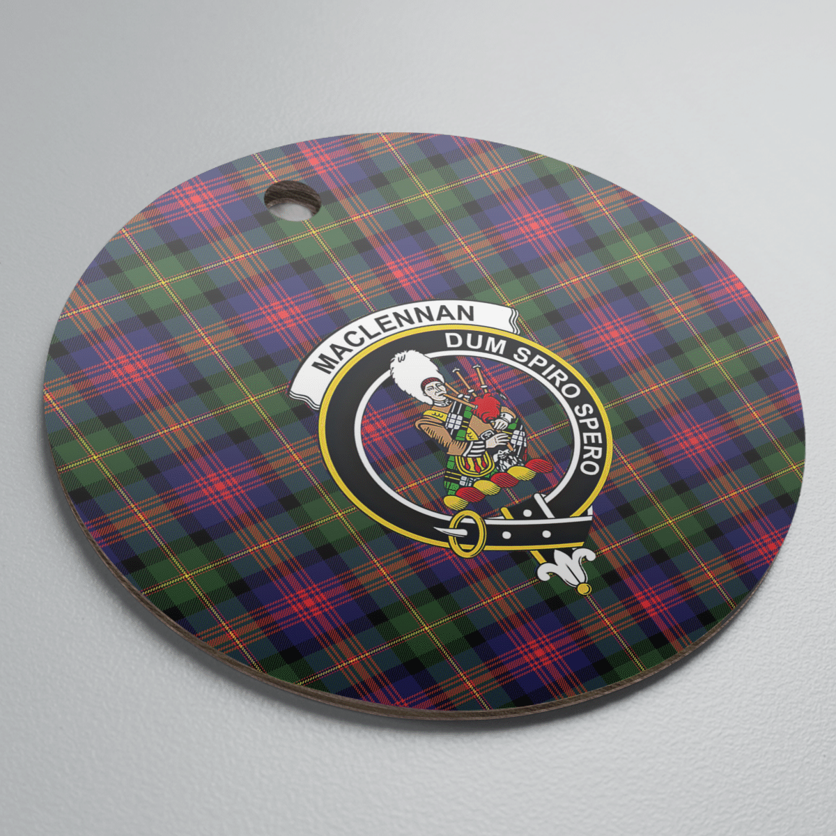 Clan MacLennan Tartan Crest Round Ceramic Ornament OJ74 MacLennan Tartan Tartan Christmas   