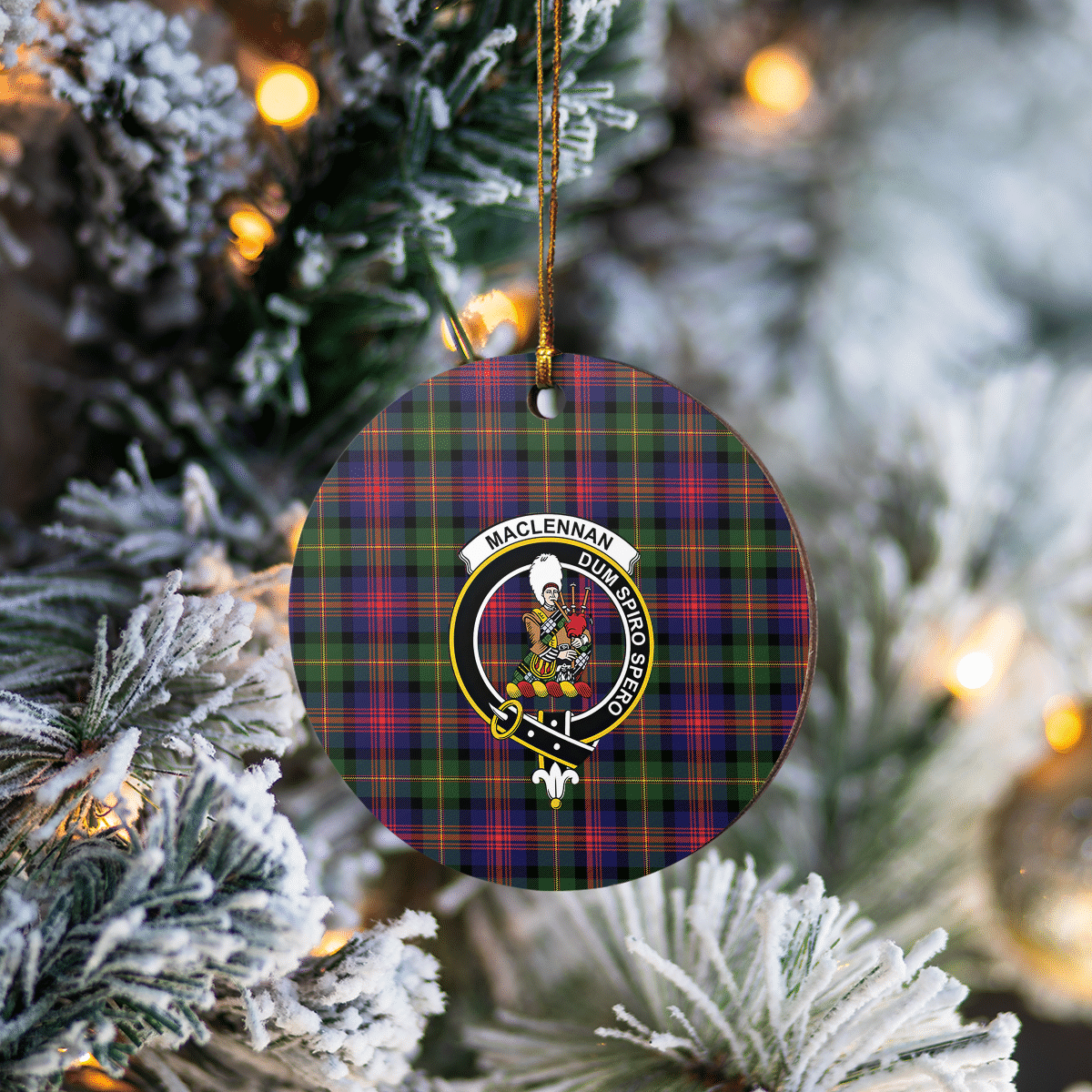 Clan MacLennan Tartan Crest Round Ceramic Ornament OJ74 MacLennan Tartan Tartan Christmas   