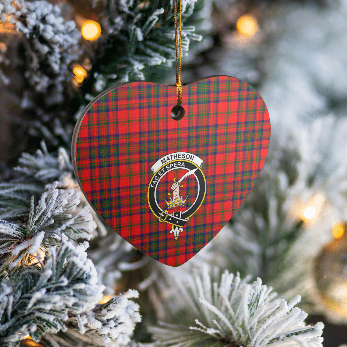 Clan Matheson Modern Tartan Crest Heart Ceramic Ornament MA88 Matheson Modern Tartan Tartan Christmas   