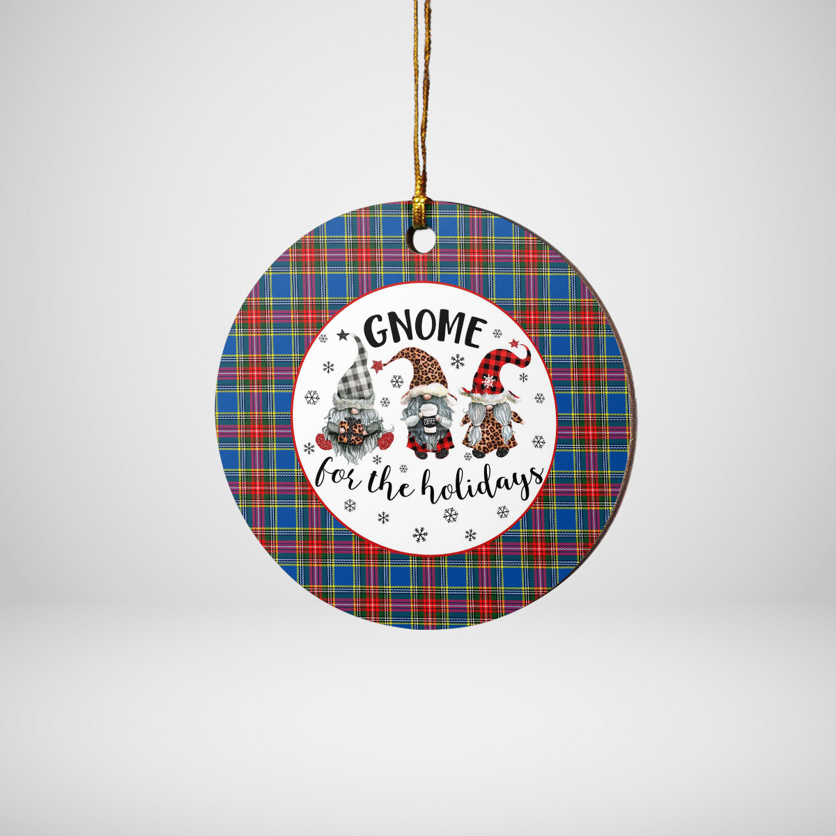 Clan MacBeth Modern Tartan Tartan Crest Gnome Round Ceramic Ornament PA91 MacBeth Modern Tartan Tartan Christmas   