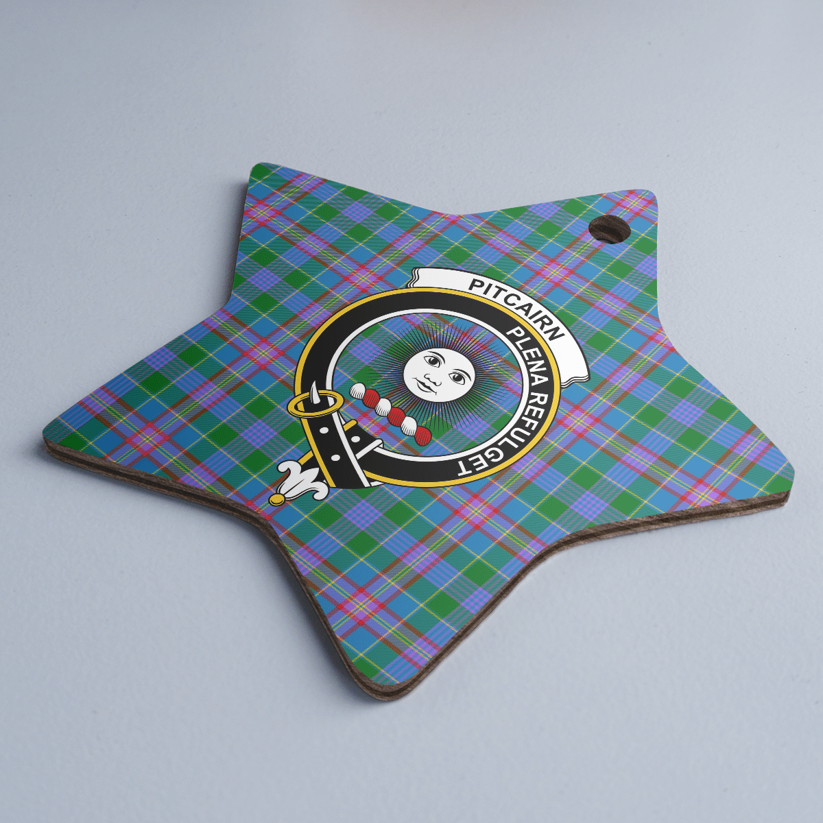 Clan Pitcairn Hunting Tartan Crest Star Ceramic Ornament OB88 Pitcairn Hunting Tartan Tartan Christmas   
