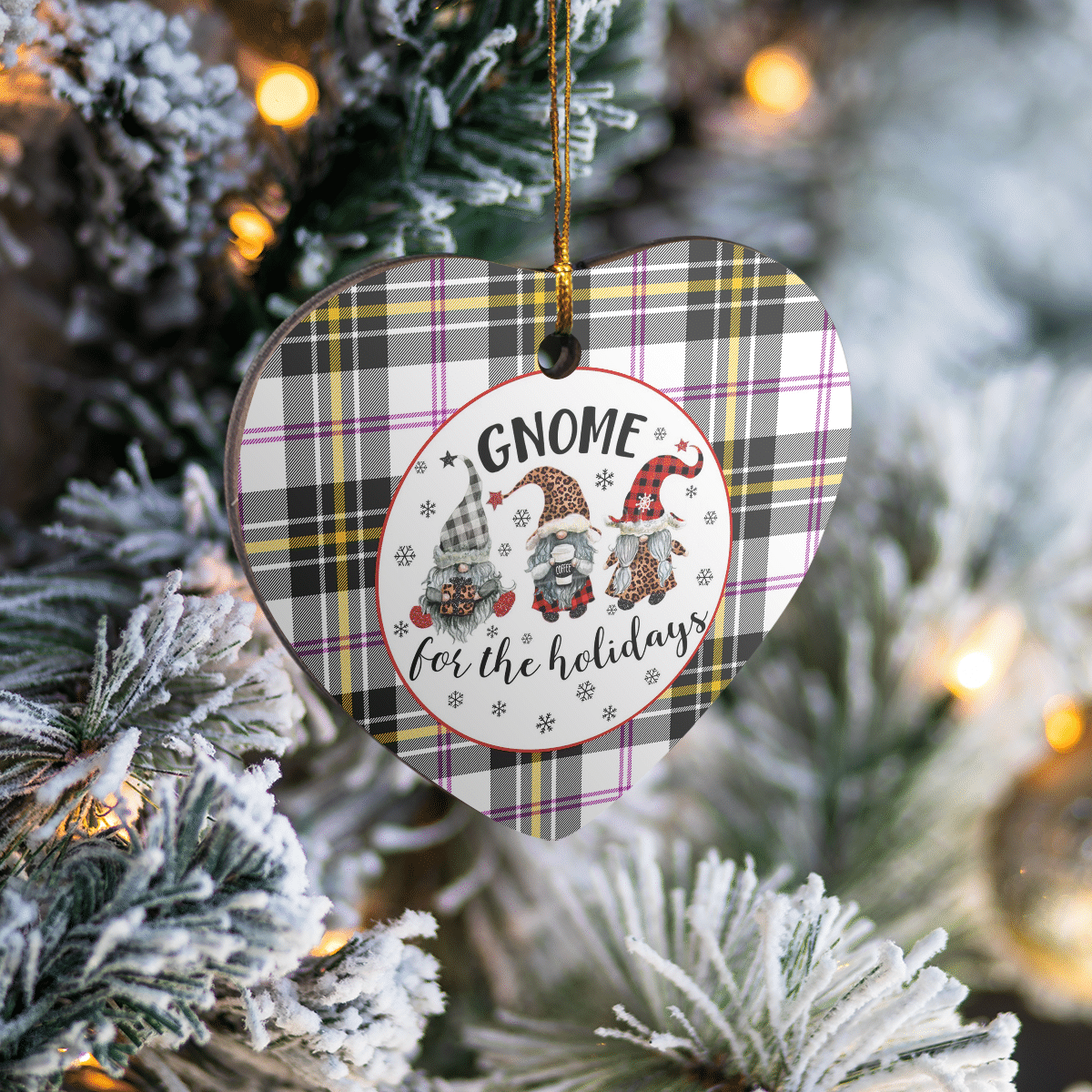 Clan MacPherson Dress Modern Tartan Tartan Crest Gnome Heart Ceramic Ornament VR52 MacPherson Dress Modern Tartan Tartan Christmas   