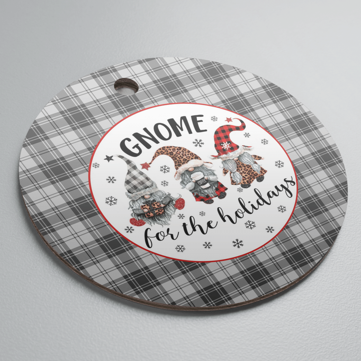 Clan Douglas Grey Modern Tartan Tartan Crest Gnome Round Ceramic Ornament VH71 Douglas Grey Modern Tartan Tartan Christmas   