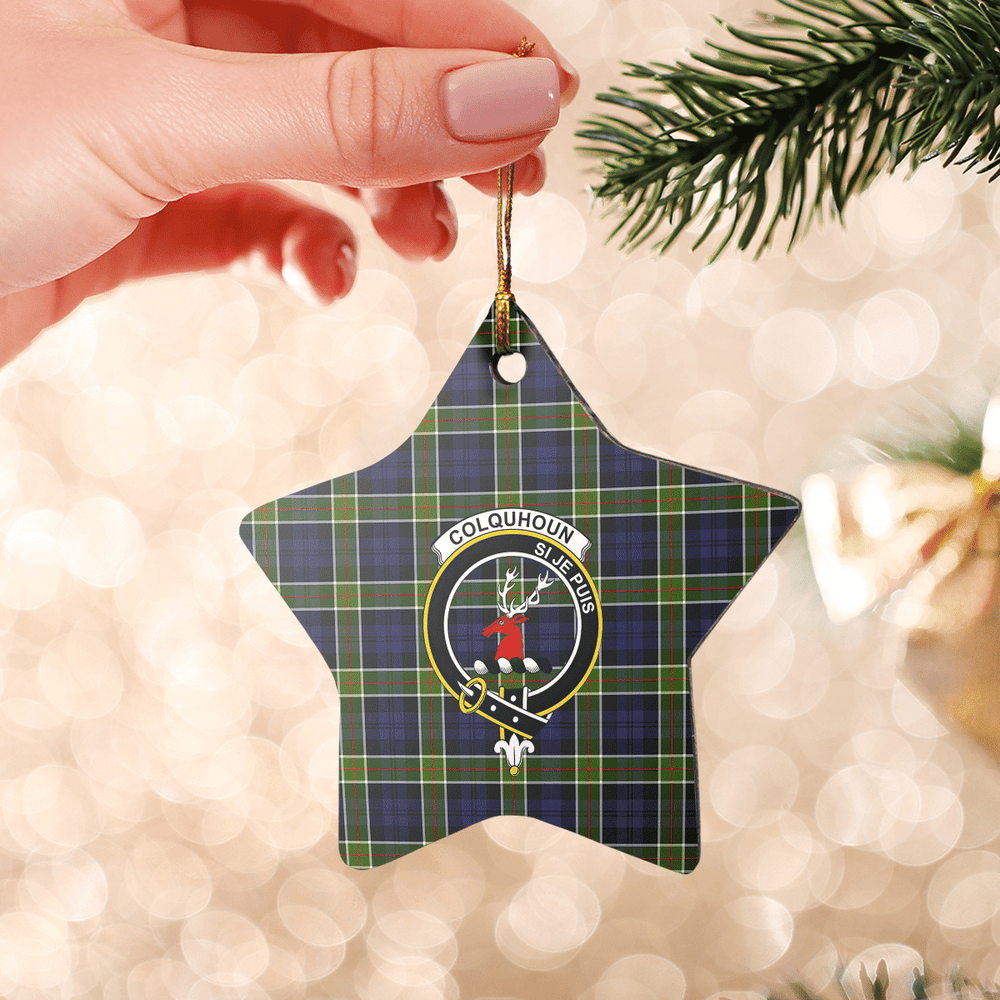 Clan Colquhoun Tartan Crest Star Ceramic Ornament GA73 Colquhoun Tartan Tartan Christmas   