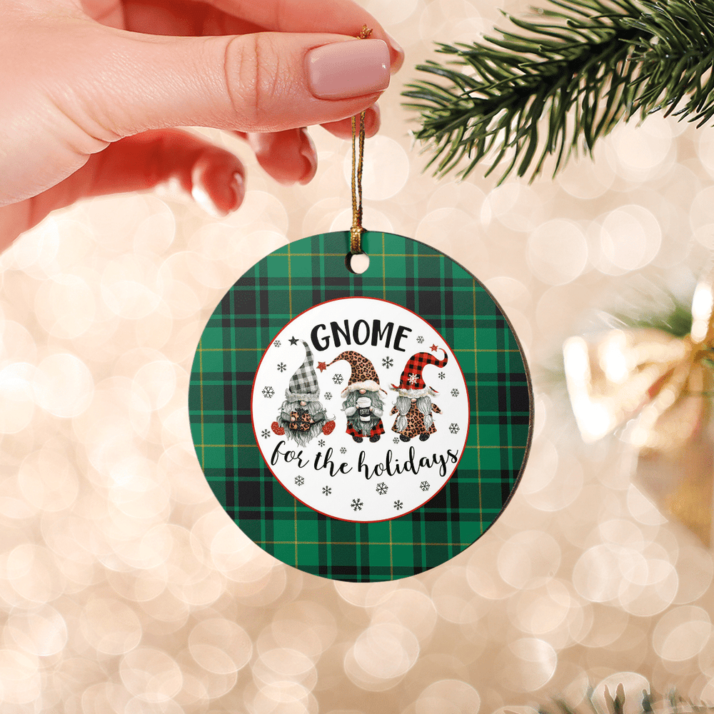 Clan MacArthur Ancient Tartan Tartan Crest Gnome Round Ceramic Ornament UW79 MacArthur Ancient Tartan Tartan Christmas   