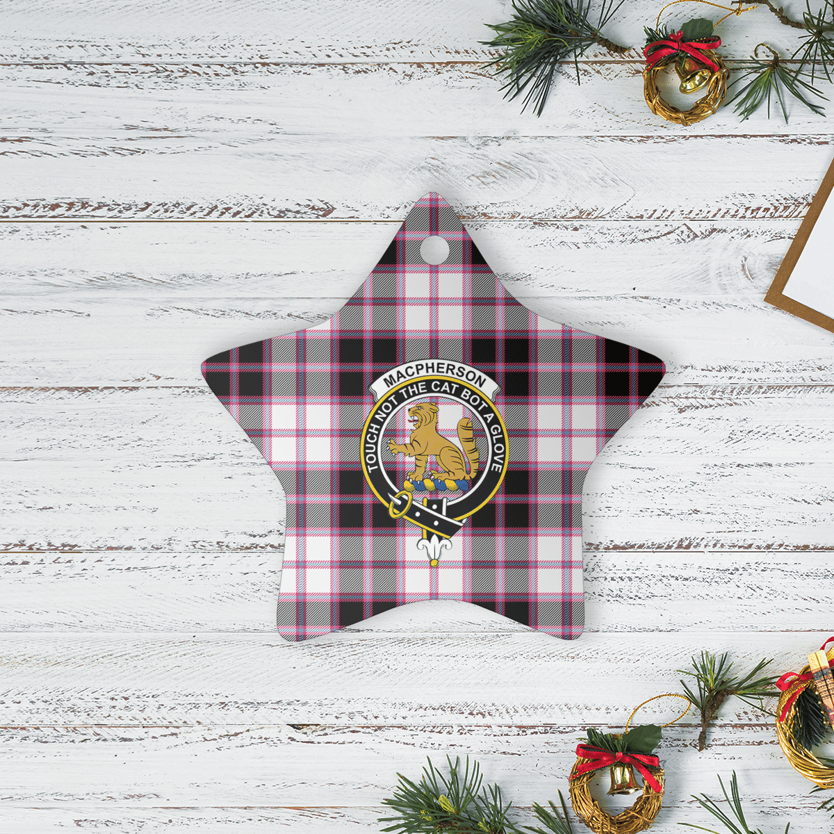 Clan MacPherson Hunting Modern Tartan Crest Star Ceramic Ornament RI61 MacPherson Hunting Modern Tartan Tartan Christmas   