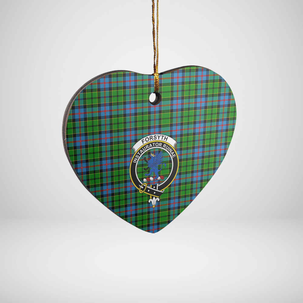 Clan Forsyth Tartan Crest Heart Ceramic Ornament BM30 Forsyth Tartan Tartan Christmas   