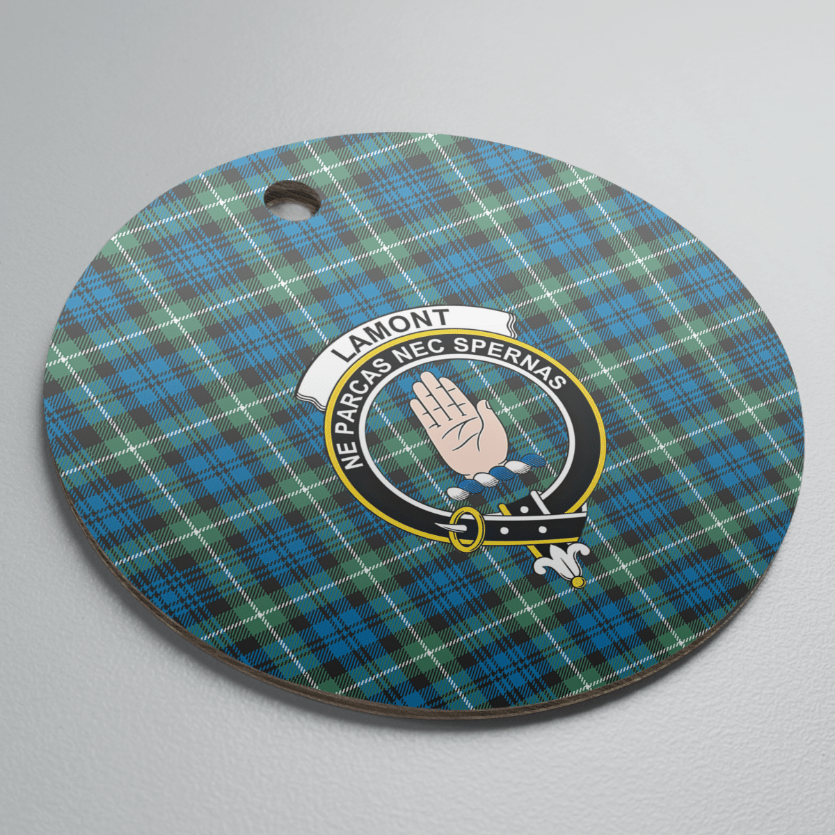 Clan Lamont Ancient Tartan Crest Round Ceramic Ornament WP60 Lamont Ancient Tartan Tartan Christmas   