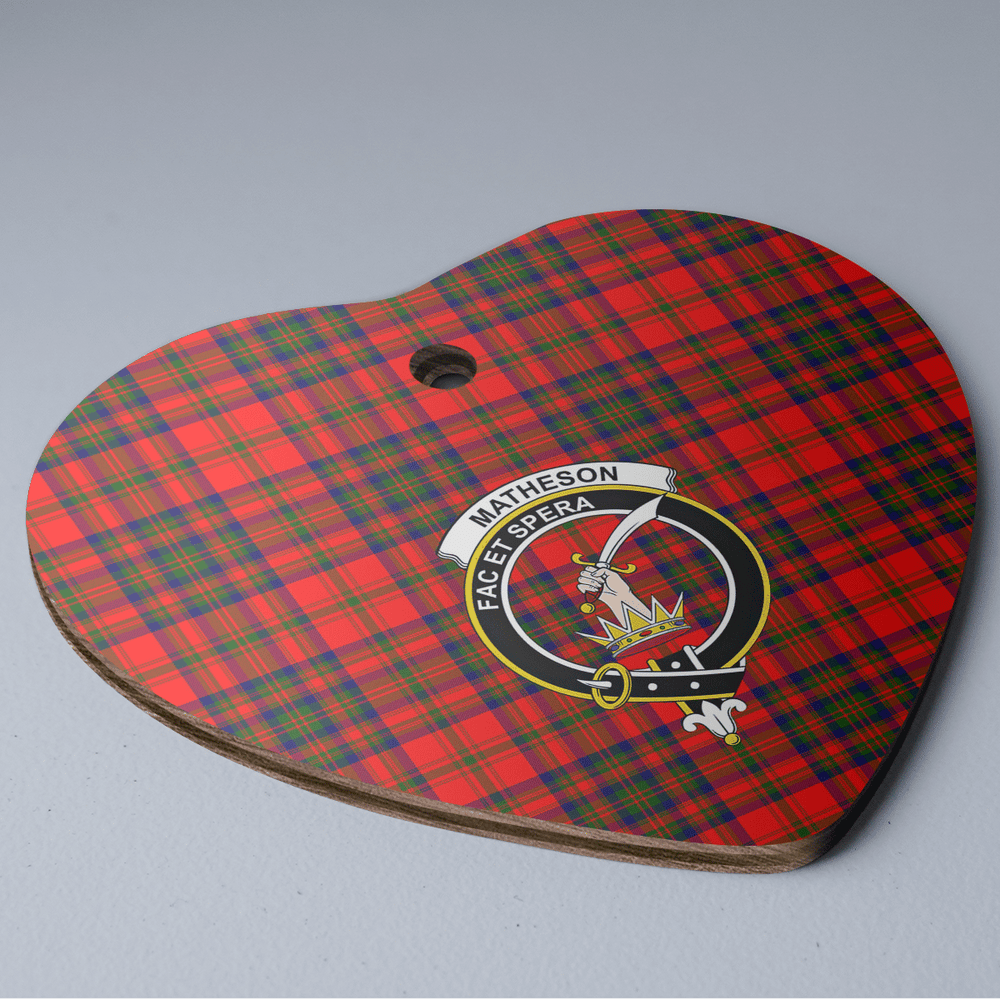 Clan Matheson Modern Tartan Crest Heart Ceramic Ornament MA88 Matheson Modern Tartan Tartan Christmas   