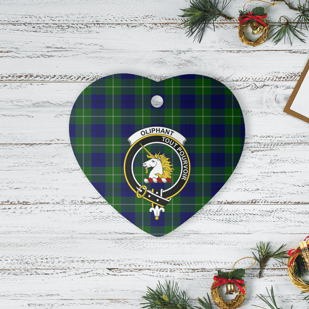 Clan Oliphant Modern Tartan Crest Heart Ceramic Ornament XZ92 Oliphant Modern Tartan Tartan Christmas   