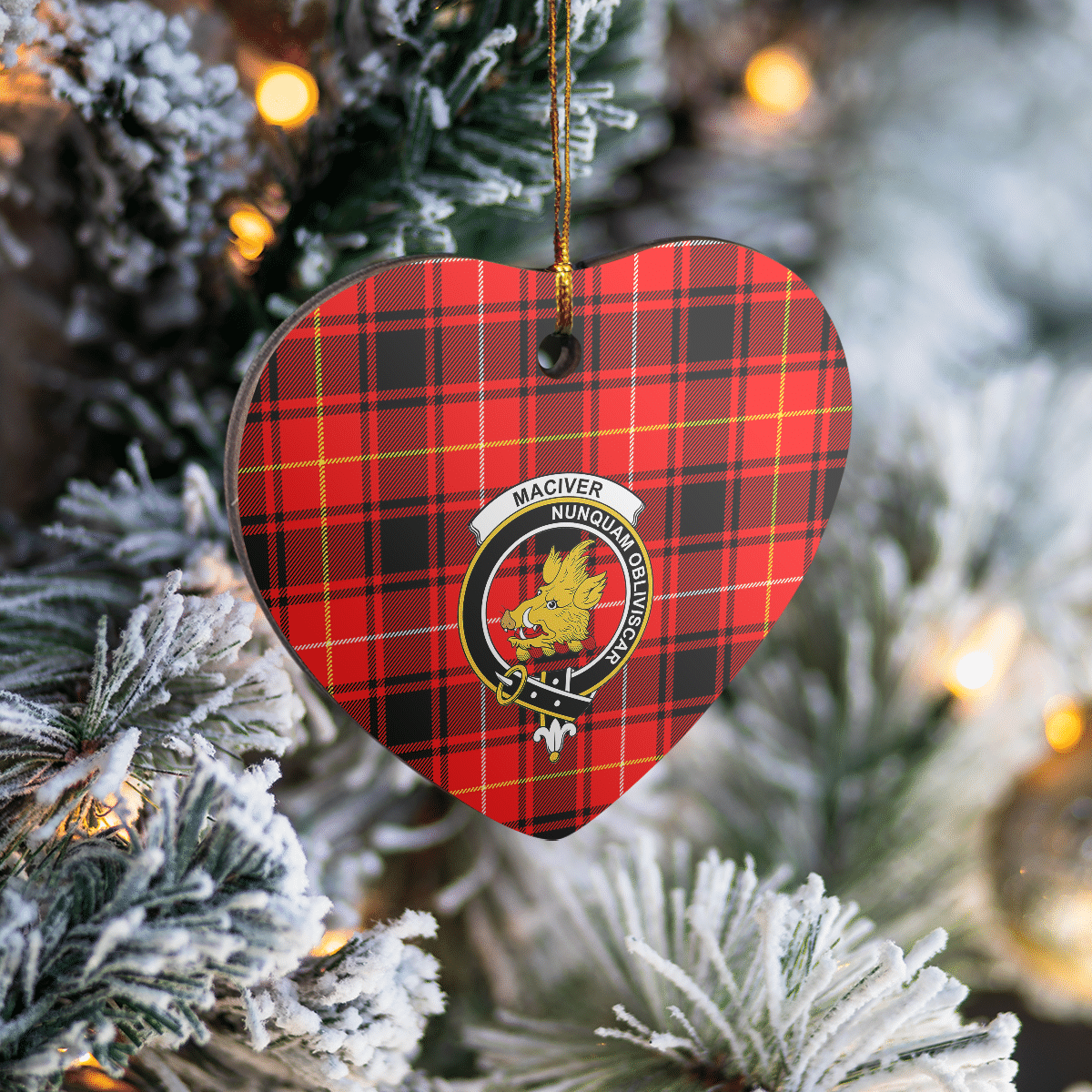Clan MacIver Modern Tartan Crest Heart Ceramic Ornament SR49 MacIver Modern Tartan Tartan Christmas   