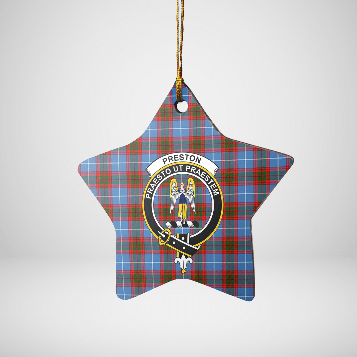 Clan Preston (Edinburgh) Tartan Crest Star Ceramic Ornament OP37 Preston (Edinburgh) Tartan Tartan Christmas   