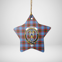 Clan Preston (Edinburgh) Tartan Crest Star Ceramic Ornament OP37 Preston (Edinburgh) Tartan Tartan Christmas   