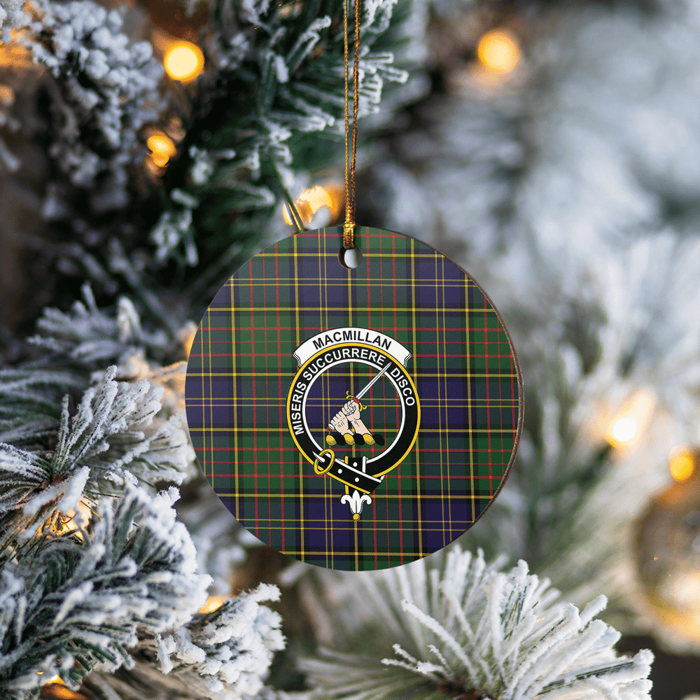 Clan MacMillan Hunting Modern Tartan Crest Round Ceramic Ornament MX16 MacMillan Hunting Modern Tartan Tartan Christmas   