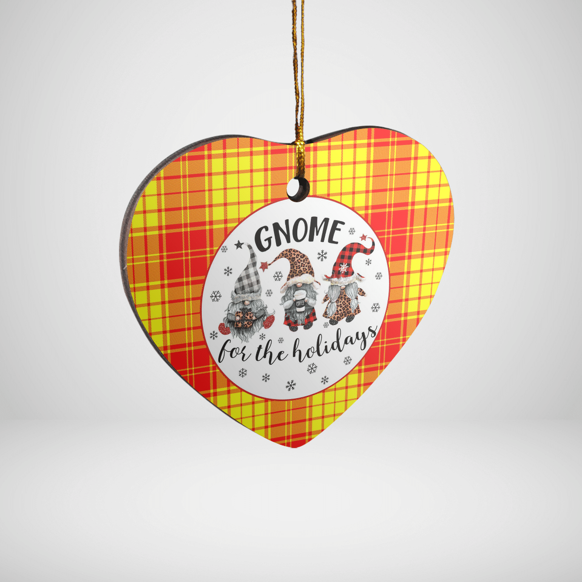 Clan MacMillan Tartan Tartan Crest Gnome Heart Ceramic Ornament CY90 MacMillan Tartan Tartan Christmas   