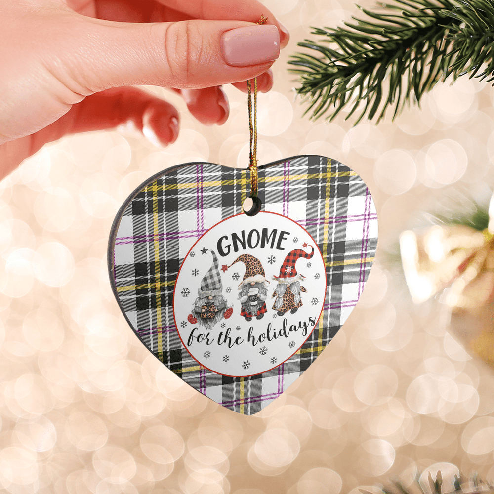Clan MacPherson Dress Modern Tartan Tartan Crest Gnome Heart Ceramic Ornament VR52 MacPherson Dress Modern Tartan Tartan Christmas   