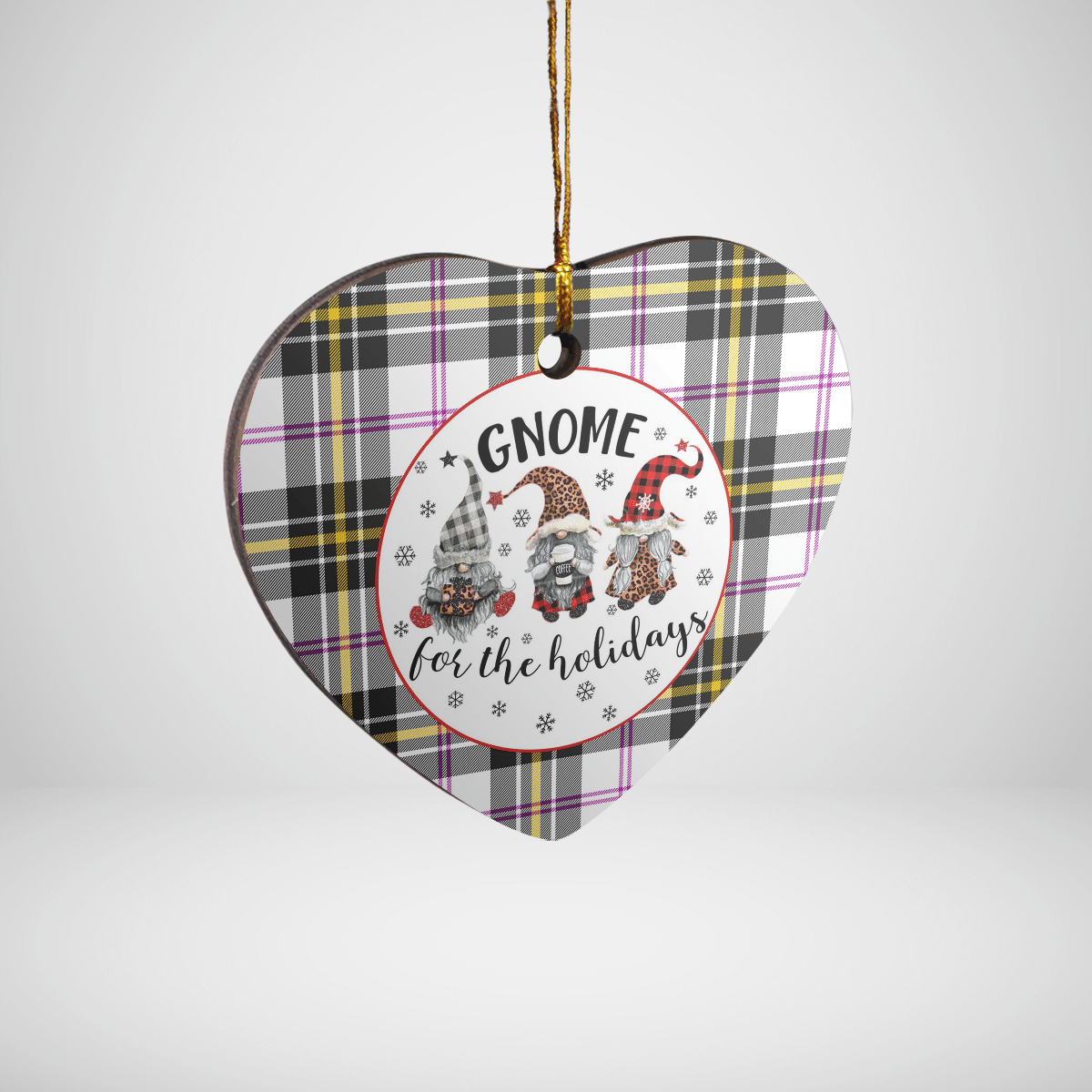 Clan MacPherson Dress Modern Tartan Tartan Crest Gnome Heart Ceramic Ornament VR52 MacPherson Dress Modern Tartan Tartan Christmas   
